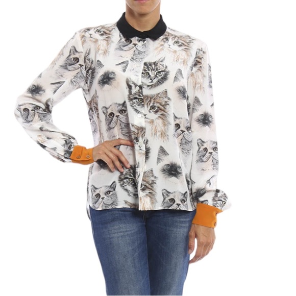 Stella McCartney silk cat print blouse size 34 or US 0, excellent condition - Picture 4 of 14